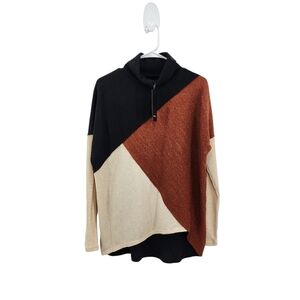 Amoli Women's Poly Stretch Knit Turtleneck Asymmetrical Sweater - M